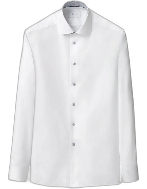 Contemporary Fit Floral-lined Signature Twill Dress Shirt