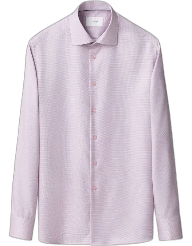 Slim Fit Micro-pattern Twill Dress Shirt
