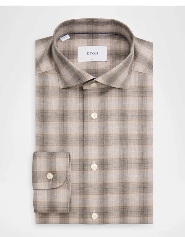 Slim Fit Check Twill Dress Shirt