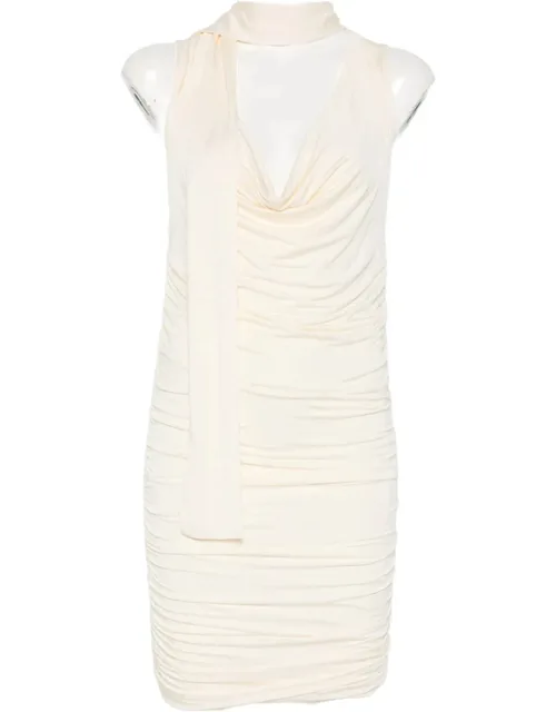 Draped-mockline Midi Dress