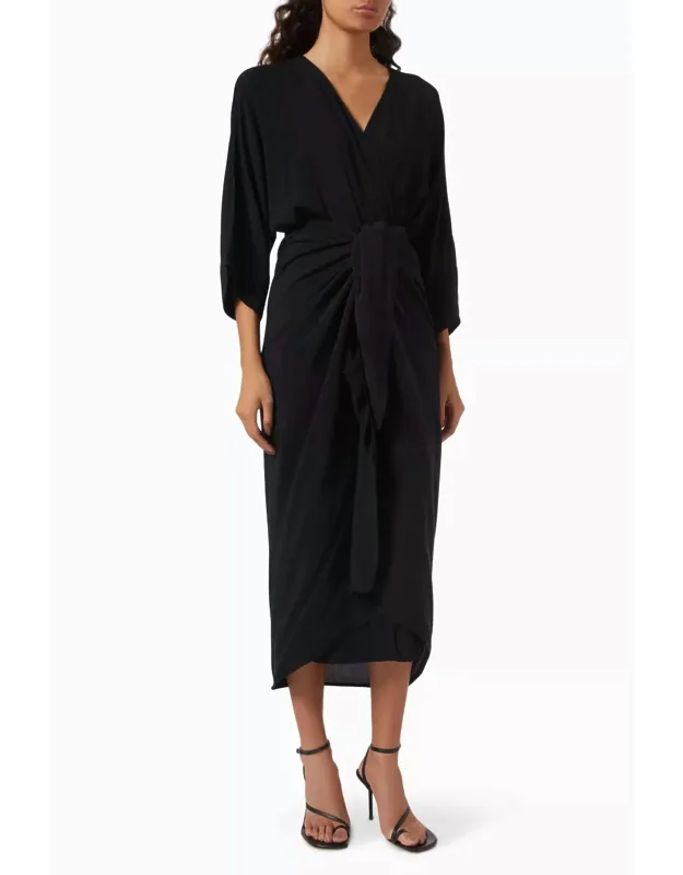 Viscose V-neck Knot Dress