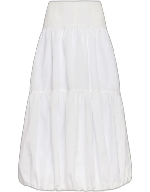 High-waist Tiered Midi Skirt