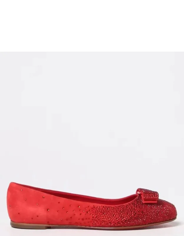 Embroidered Suede Ballet Flats