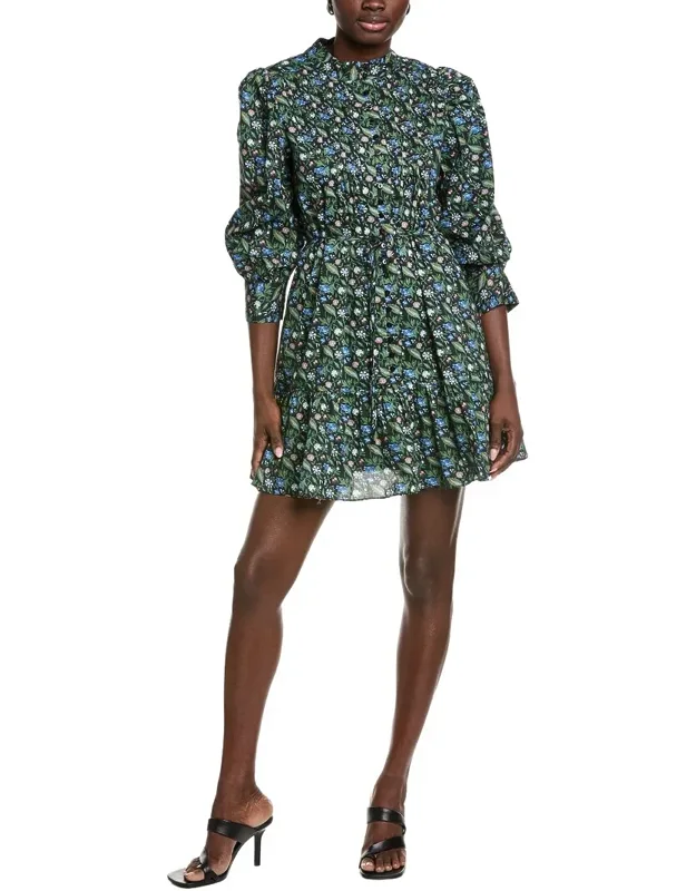 Floral Print Pintuck Smocked Mini Dress