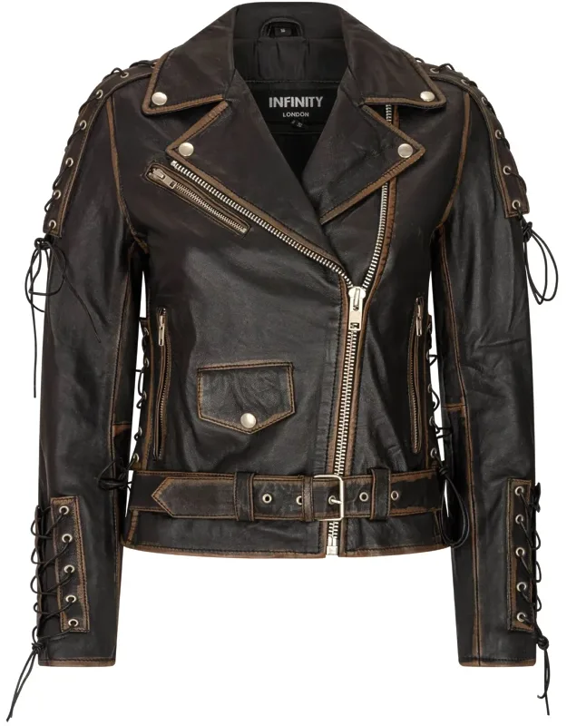 Cross Zip Biker Leather Jacket