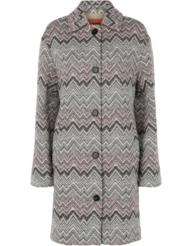 Tweed Chevron-pattern Coat