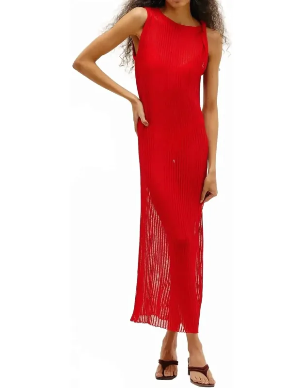 Viscose Yarn Twisted Knit Sleeveless Shift Dress