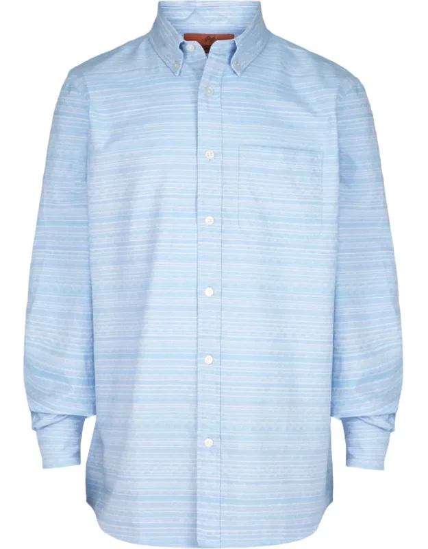Chevron-pattern Long-sleeve Button-down Shirt