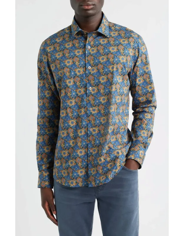 Floral Cotton Button-up Shirt