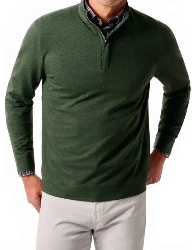 Herringbone Cashmere Blend 1/4 Zip Pullover