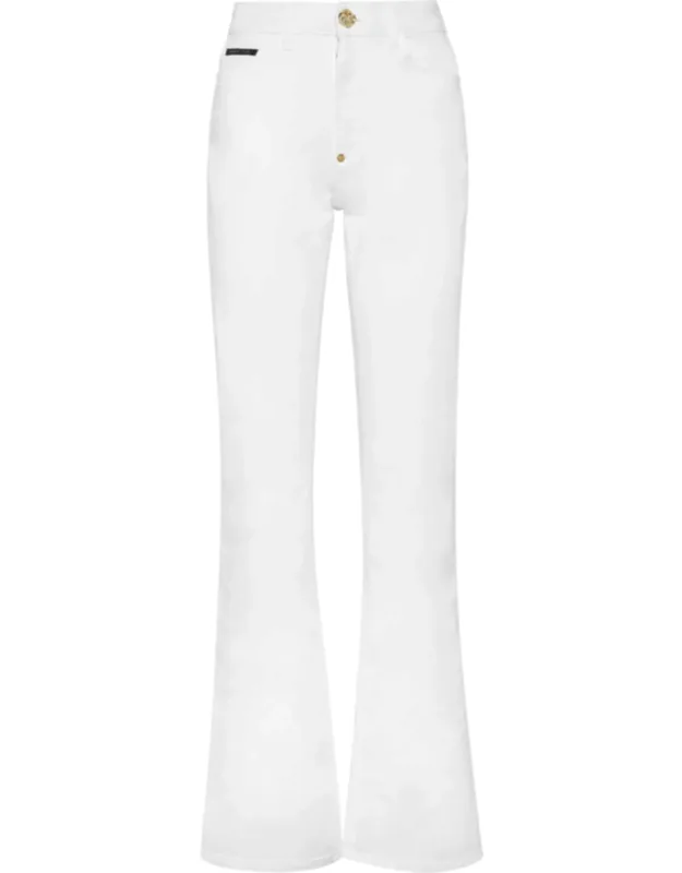 Denim High-waisted Flare Trousers