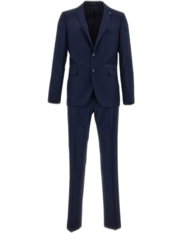 Blazer And Trousers With Virgin Wool And Button Closure