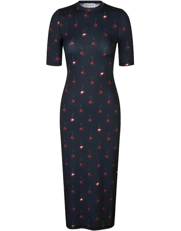 Short Sleeve Crewneck Midi Dress