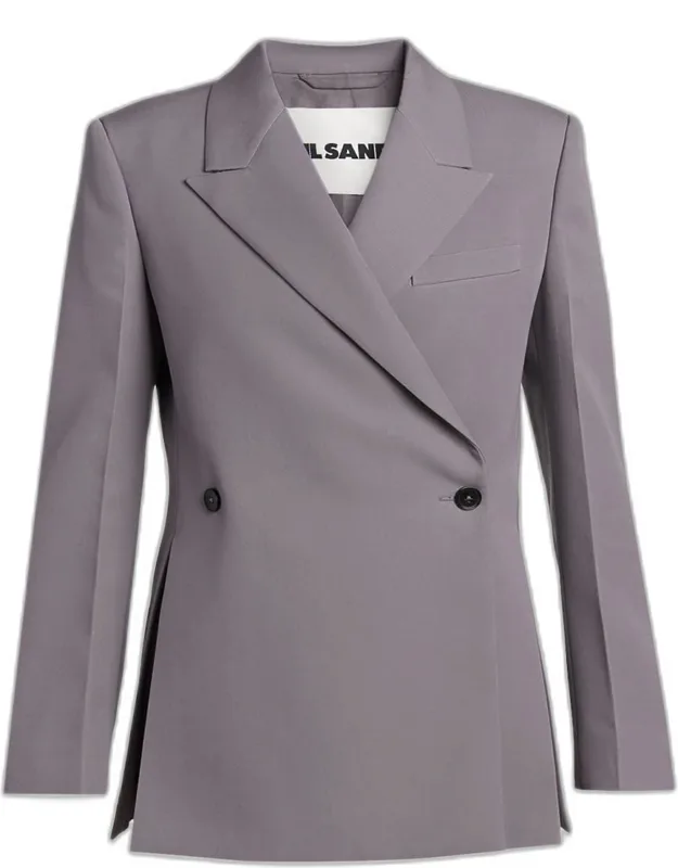 Side Slits Double-breasted Blazer