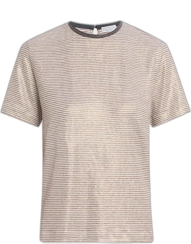 Shimmering Striped Linen T-shirt