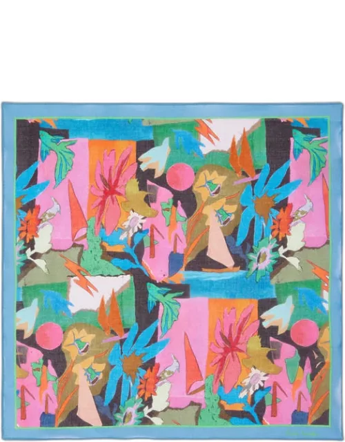 River Collage Cotton Pocket Square