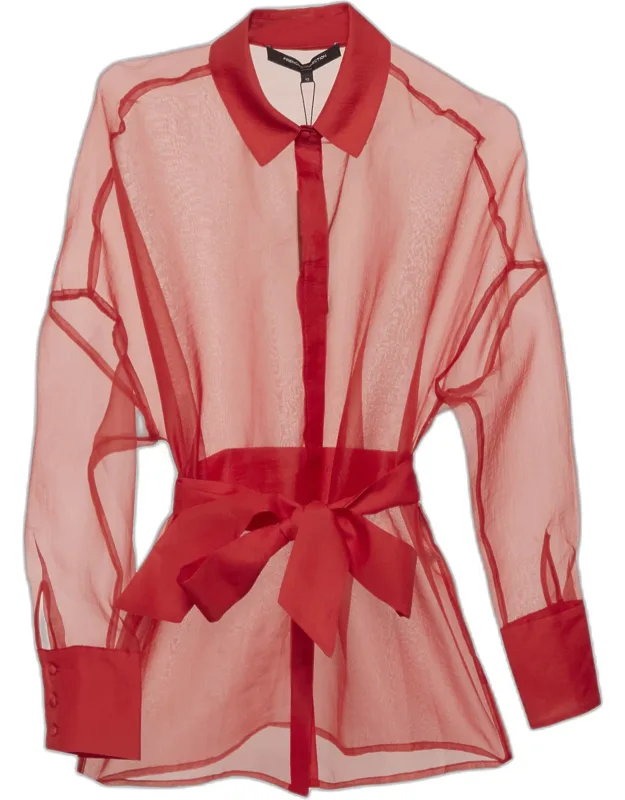 Organza Sheer Tie Waist Shirt