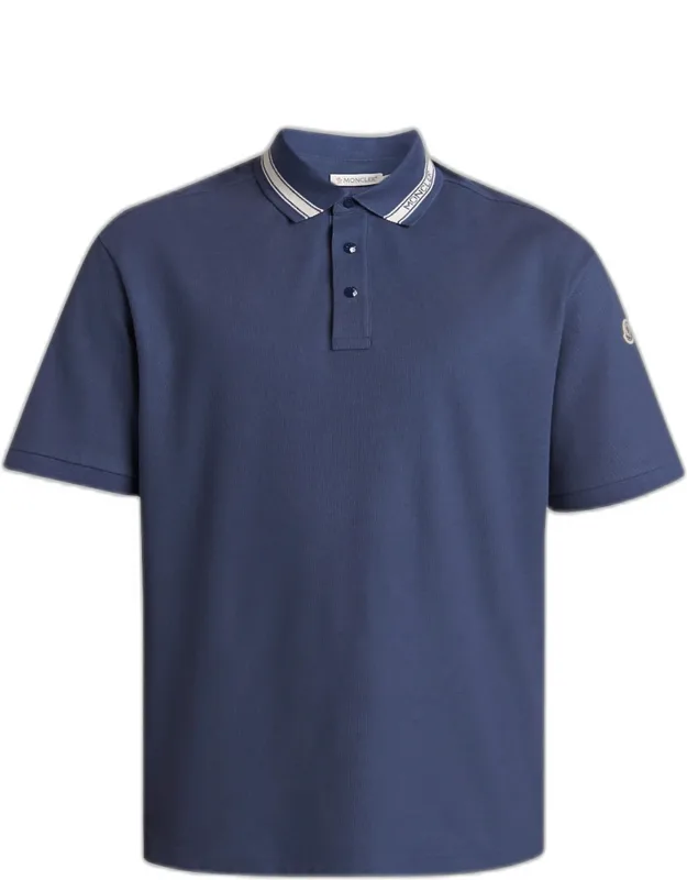 Stripe-trim Cotton Pique Polo Shirt