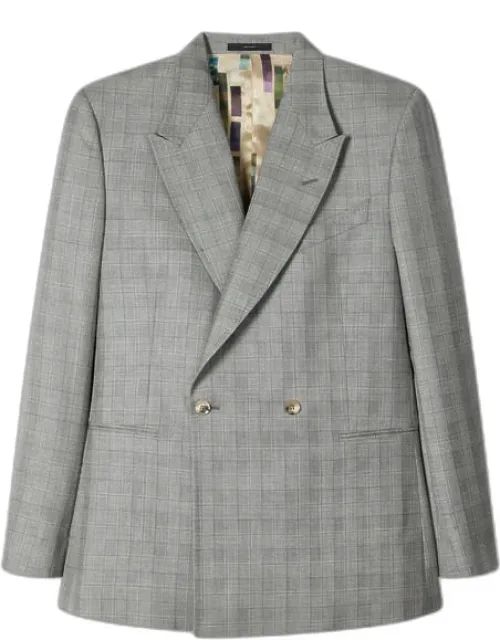 Check Wool Double-breasted Blazer