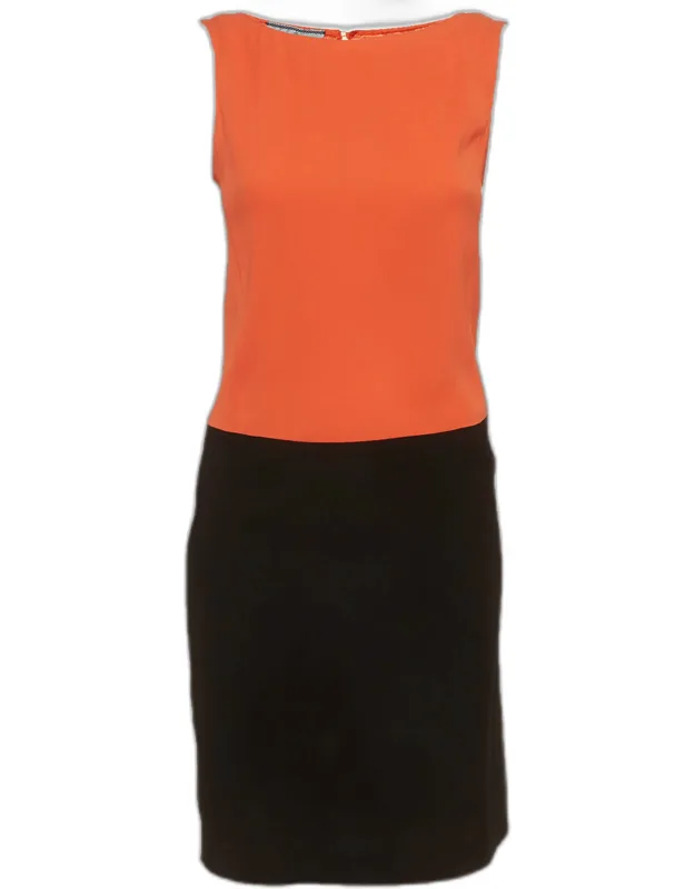 Colorblock Crepe Sleeveless Midi Dress