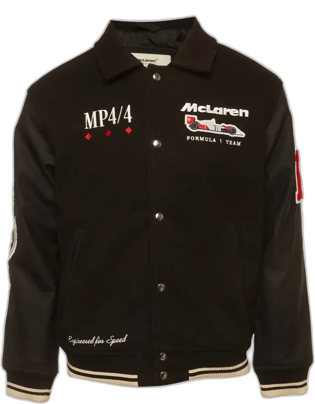 Mclaren Embroidered Graphic Patch Detail Bomber Jacket
