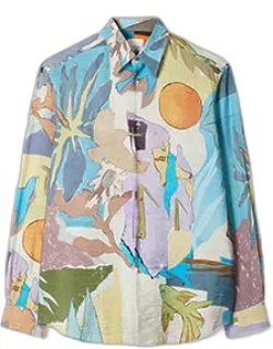 Pastel 'river Collage' Viscose-blend Shirt