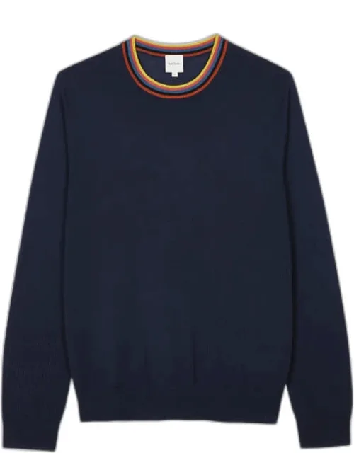 Artist Stripe Trim Merino Wool Sweater