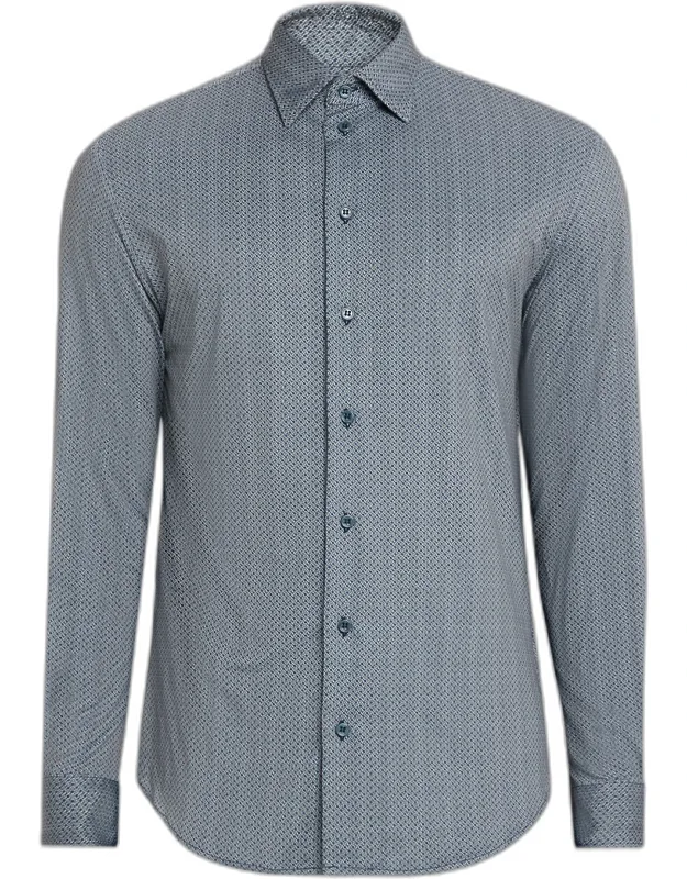 Polyester Stretch Micro-geometric Sport Shirt
