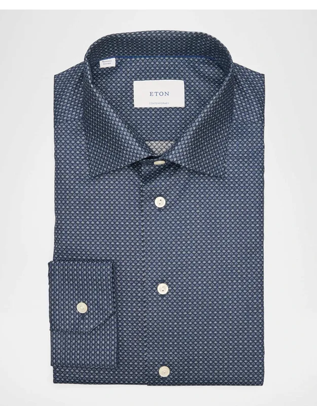 Contemporary Fit Geometric Twill Dress Shirt