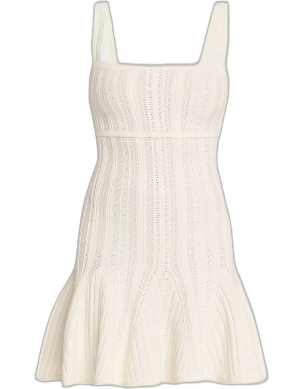 Pointelle Knit Mini Dress