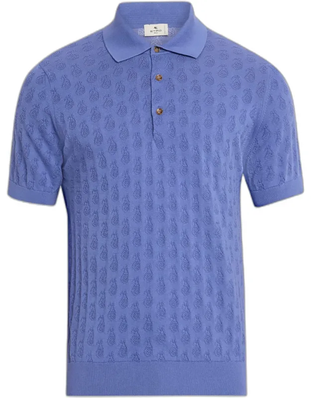 Micro Paisley Cotton Knit Polo Shirt