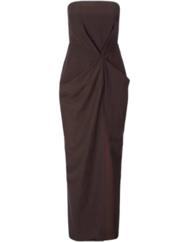 Gathered Strapless Maxi Dress