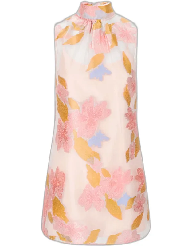Floral Tie-neck Mini Dress
