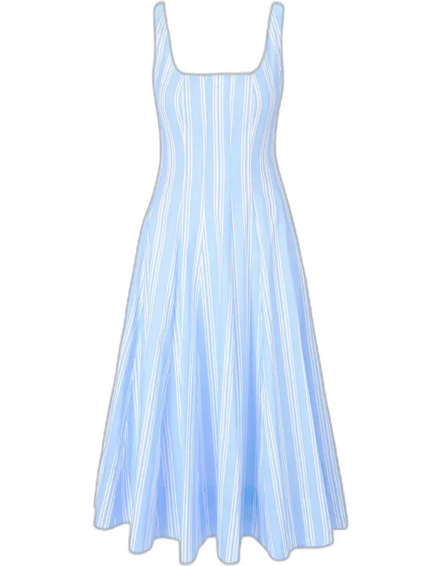 Striped Poplin Midi Dress