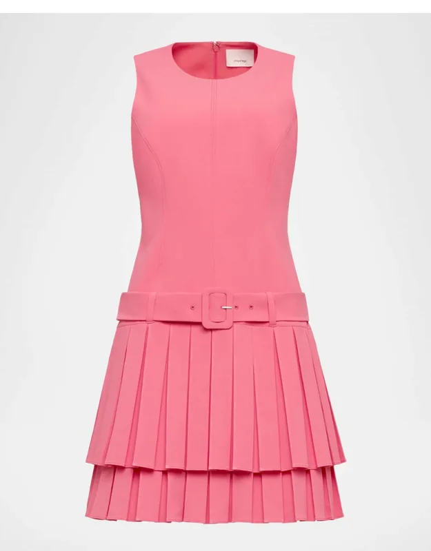 Belted Sleeveless Pleated Mini Dress