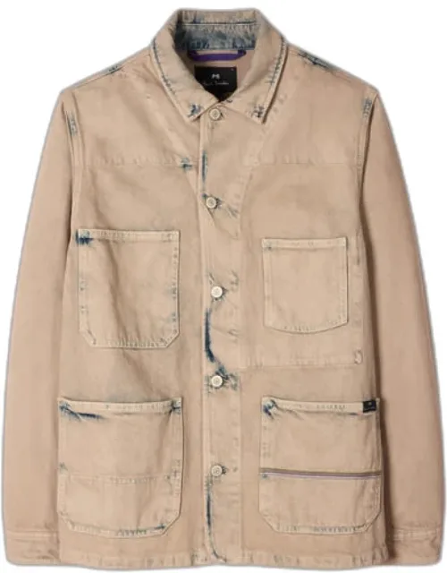 Bleach-wash Denim Work Jacket