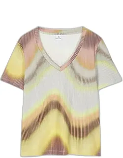 Gradient Wave V-neck T-shirt