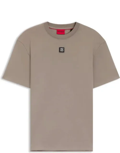 Interlock Cotton T-shirt With Metallic Stacked Logo Badge