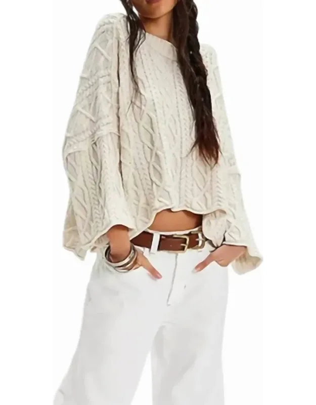 Cropped Cable Knit Sweater