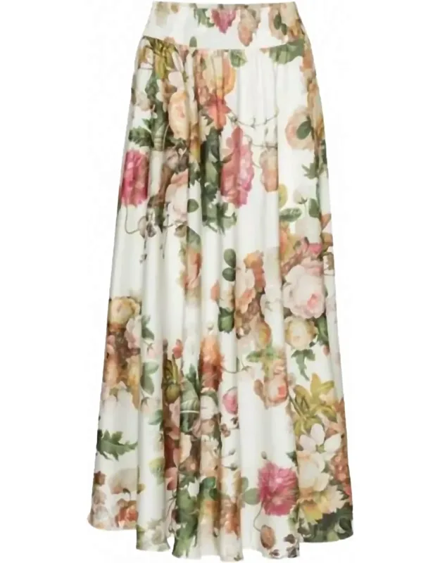 _savannah Skirt - Luxurious Midi In Striking Bloom Pattern_
