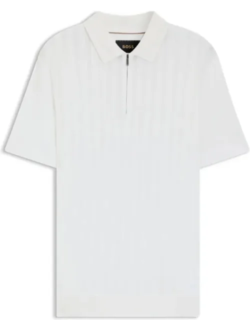 Polo Shirt With Zip Neck, Crafted In Cotton And Silk