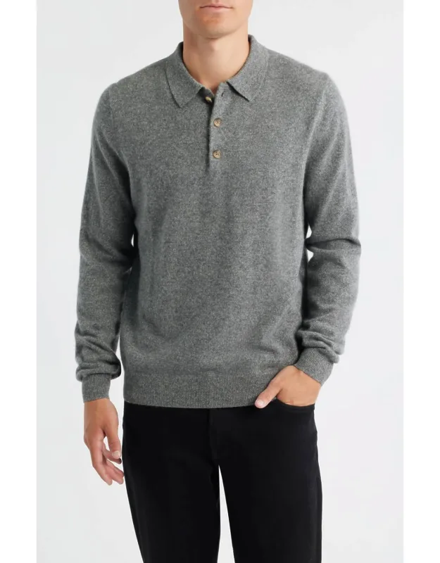 Fine Gauge Cashmere Polo Sweater