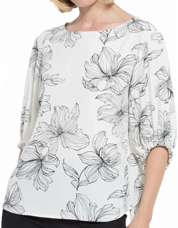 Veda Boat Neck Balloon Sleeve Blouse