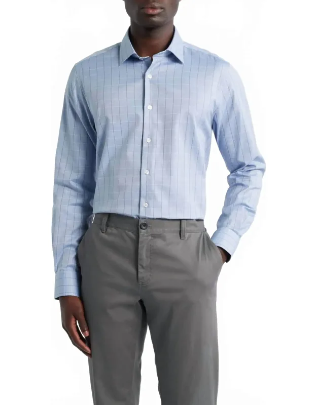 Melange Dobby Pane Long Sleeve Shirt