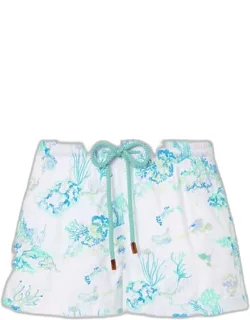 Embroidered Stretch Swim Trunks