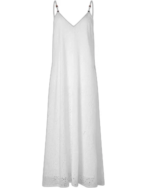 Floral Broderie Anglaise V-back Maxi Dress - Cover-up