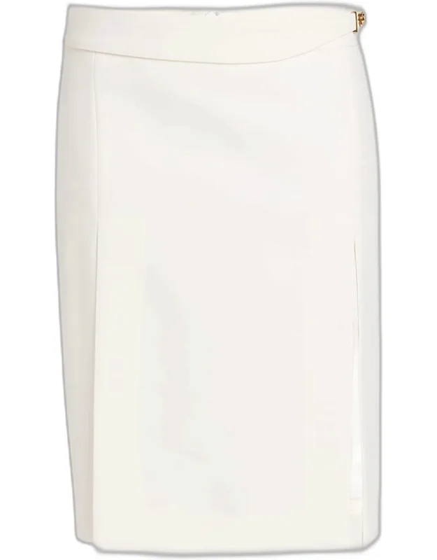 Twist-lock Belted Slit Pencil Skirt