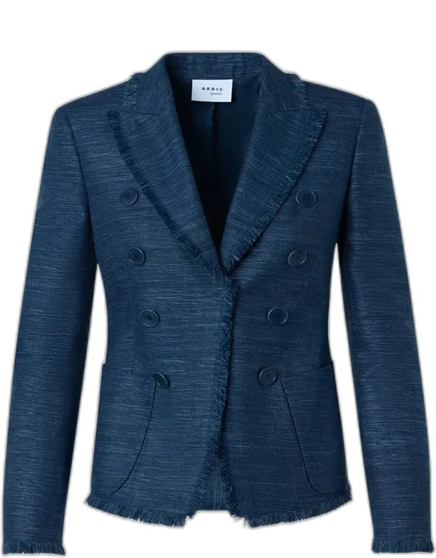 Silk Fringed Double-breasted Blazer