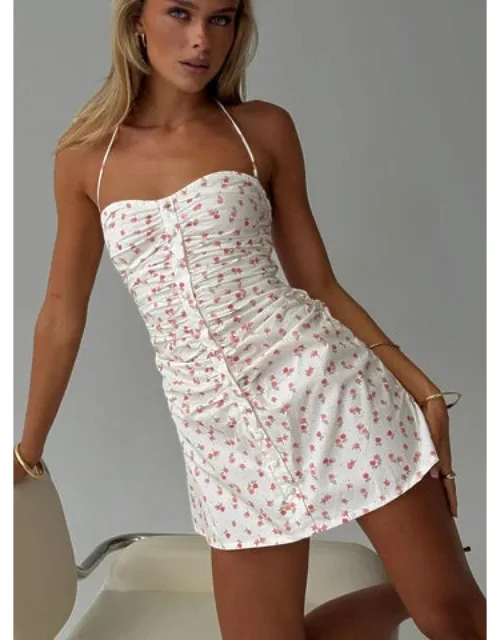 Meeley Halter Mini Dress With Ruched Design And Floral Print