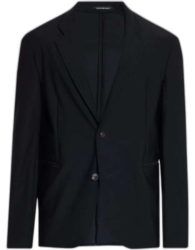 Unlined Rice-stitch Stretch Knit Blazer